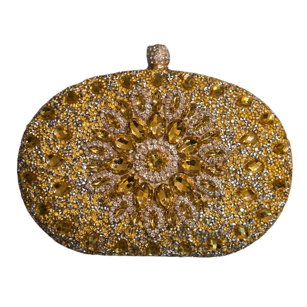 NEW Gold and Silver Embellished Evening Bag Clutch Crossbody - Picture 2 of 5